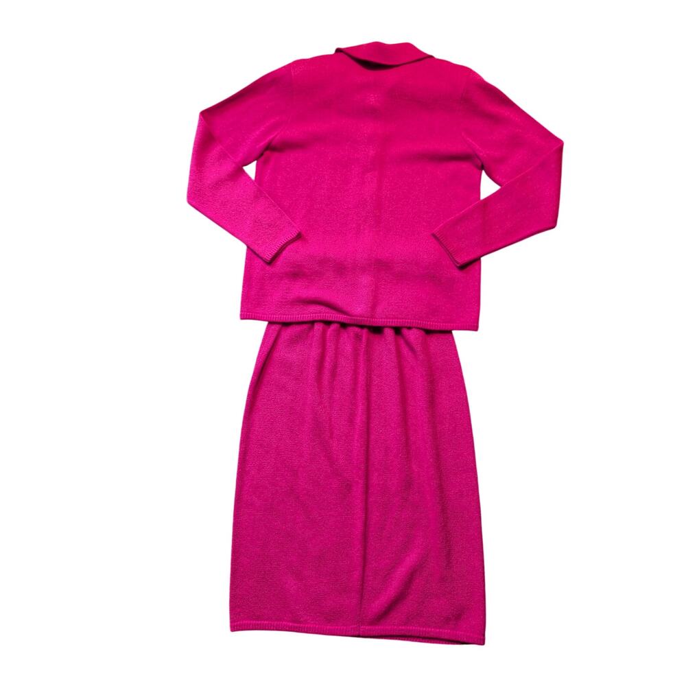 Laura by Alyzia Vintage 2Pc Knit Skirt Suit Womens 4 Pink Gold Button; Vintage - Picture 2 of 12